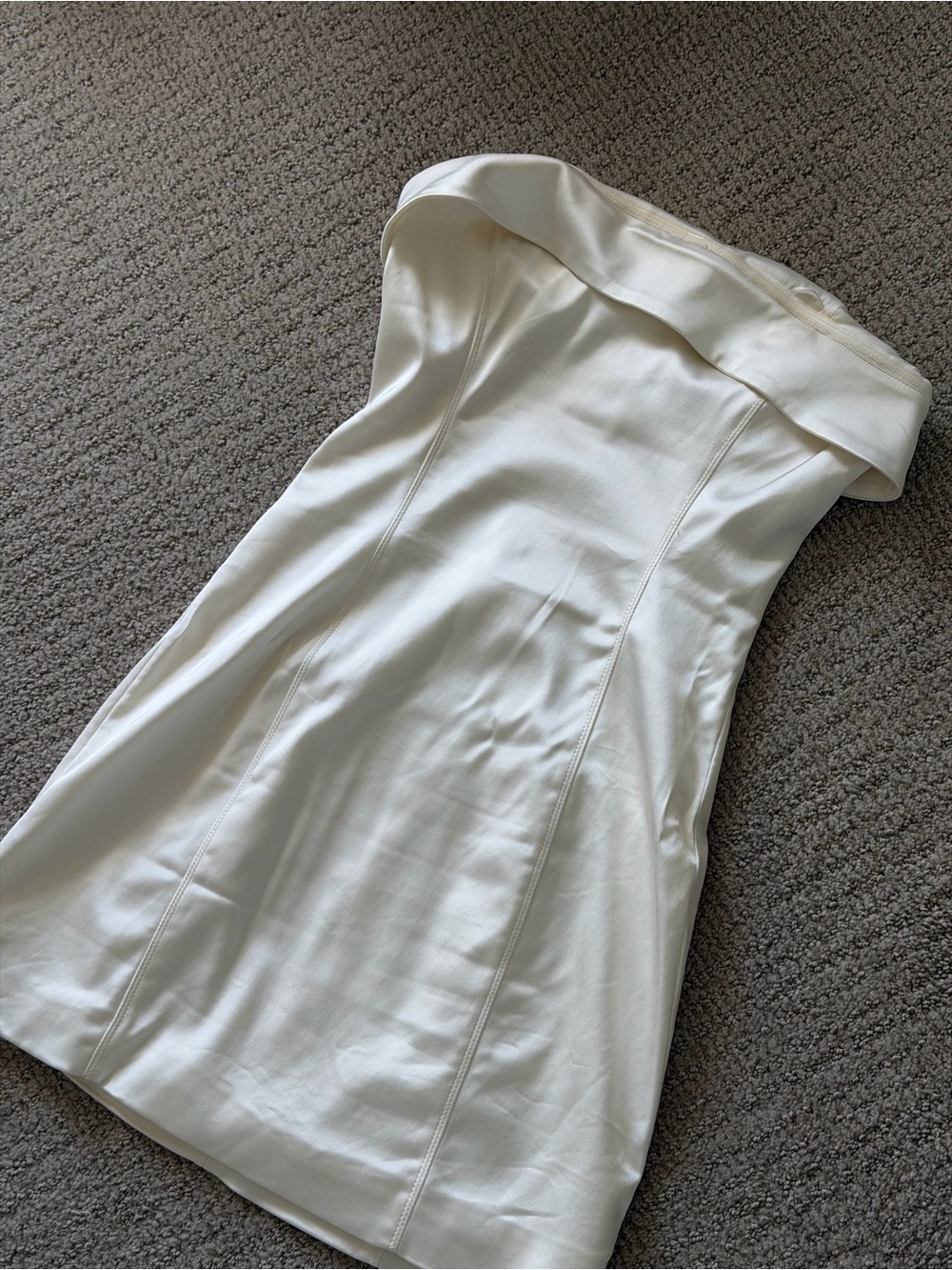 Aritzia Ivory Strapless Satin Mini Dress